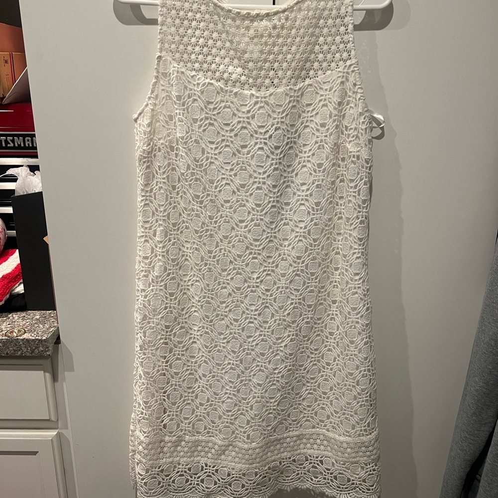 White House Black Market White Lace Midi Dress